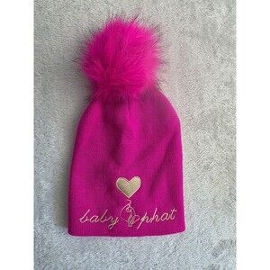 Baby Phat Girls/Small Adult Pom Pom Beanie Hat Hot Pink NWOT